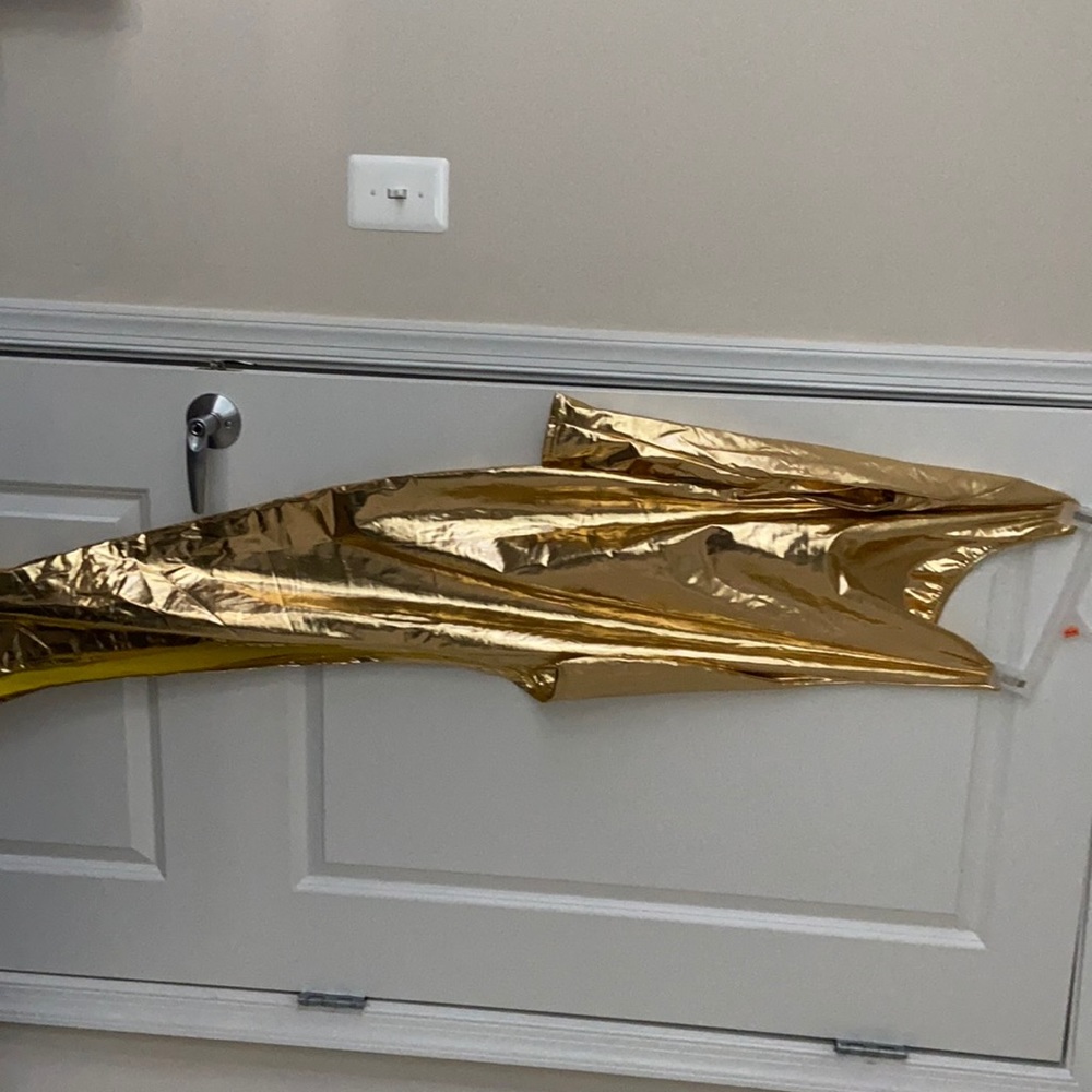 One shoulder metallic gold dress